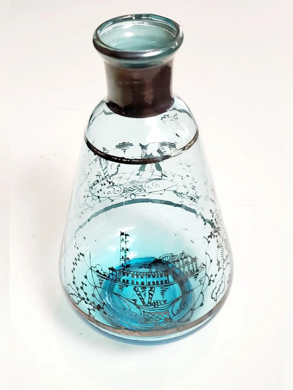 Vintage Venetian Blue Glass Decanter (Stopper Not Included)